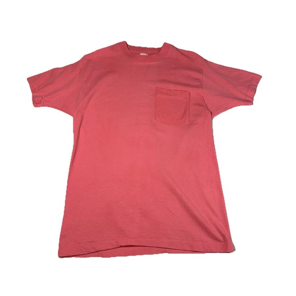 Fruit of the Loom Other - Vintage Pocket T-Shirt Fruit Of The Loom Single Stitch Pink Large Unisex
